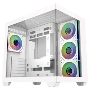 Cooler Master Elite 681 Caja Semitorre ATX/MicroATX/Mini-ITX - 4 Ventiladores 120mm RGB - Vista Panoramica - Doble Camara - Audio - 2xUSB-A - 1xUSB-C - 520x344x440mm - Color Blanco