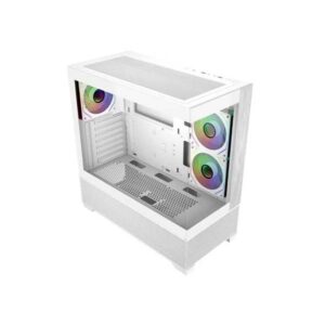 Cooler Master Elite 690 Wood Caja Semitorre ATX/MicroATX/Mini-ITX - 3 Ventiladores 120mm RGB - Vista Panoramica - Doble Camara - 2xUSB-A - 1xUSB-C - 434x218x454mm - Color Blanco