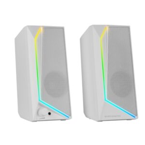 Mars Gaming MS72 Altavoces Gaming de 15W - Luces RGB - Jack 3.5mm - Procesador de Sonido DSP - 178x79x110mm - Color Blanco