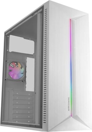 Mars Gaming MC-BLAZE Caja Torre ATX - Ventilador Trasero FRGB - Ventana Lateral de Cristal Templado - Tira Frontal LED - 7 Ranuras de Expansion - 370x185x415mm - Color Blanco