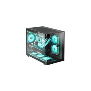 Mars Gaming MC-FUSIONM Minitorre Ultracompacta - Soporte MicroATX/Mini-ITX - Cristal Templado Curvo Continuo - Capacidad hasta 10 Ventiladores - 5 Ranuras de Expansion - Color Negro