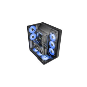 Mars Gaming MC-INFINIO Caja Torre ATX - 2 Ventiladores de 120mm FRGB - Cristal Templado Curvo Continuo - Montaje Vertical para GPU - 7 Ranuras de Expansion - 420x289x460mm - Color Negro
