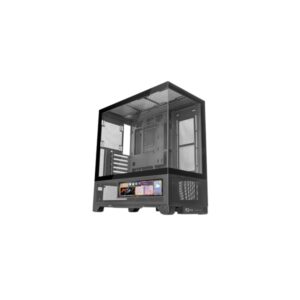 Mars Gaming MC-LCDX Caja Torre ATX - Pantalla IPS de 9.6” Personalizable - Cristal Templado Curvo Continuo - Panel Inferior de Malla Completa - 7 Ranuras de Expansion - 443x475x246mm - Color Negro