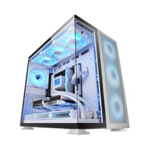 Mars Gaming MC-NOVA2 Caja Torre E-ATX - Aluminio de Grado Aeroespacial - Doble Cristal Templado Continuo sin Marco - Gestion de Cableado Interno - 7 Ranuras de Expansion - Compatible con Refrigeracion Liquida - Color Aluminio