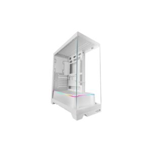 Mars Gaming MC-PRISMA Caja Torre ATX - Iluminacion ARGB Lateral y Frontal - Triple Cristal Templado - Soporte para Refrigeracion Liquida hasta 360mm - 7 Ranuras de Expansion - 525x449x230mm - Color Blanco