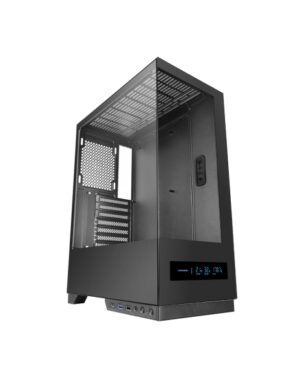 Mars Gaming MC-PULSAR Caja Torre ATX - Doble Cristal Templado - Pantalla LCD - Gestion de Cables - 453x350x196mm - Color Negro