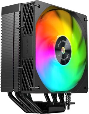 Mars Gaming MCPU-X5ARGB Disipador CPU con 280W de Potencia - Ventilador PWM de 120mm - Iluminacion ARGB - 5 Heatpipes HCT - Color Negro