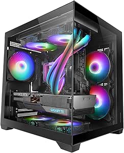 Mars Gaming MC-VIEW2 Minitorre Ultracompacta - Ventilador de 120mm FRGB Trasero - Soporte MicroATX/Mini-ITX - Soporta Refrigeracion Liquida hasta 240mm - 7 Ranuras de Expansion - 345x277x355mm - Color Negro