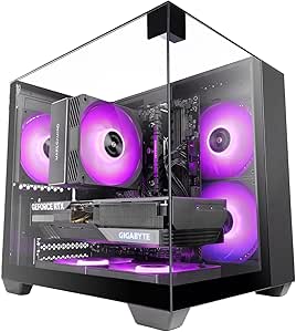 Mars Gaming MC-VISIONM Minitorre Ultracompacta - Soporte para Refrigeracion Liquida hasta 240mm - Triple Cristal Templado - Soporte MicroATX/Mini-ITX - 5 Ranuras de Expansion - 350x277x329mm - Color Negro