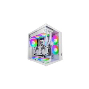 Mars Gaming MCV-ONE Caja Torre ATX - Ventilador de 120mm FRGB Integrado - Cristal Templado Curvo Continuo - Doble Camara - 7 Ranuras de Expansion - 342x286x352mm - Color Blanco