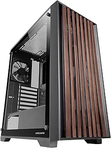 Mars Gaming MC-WOOD Caja Torre ATX - Ventilador FDB de 120mm - Panel de Cristal Templado - Soporta Refrigeracion Liquida hasta 360mm - 7 Ranuras de Expansion - Acabado en Madera - Color Negro