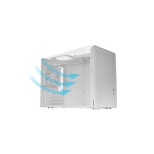 Mars Gaming MC-XPRO Minitorre Ultracompacta - Soporte MicroATX/Mini-ITX - Rejilla de Refrigeracion 360° - Ventilador Trasero de 120mm - 4 Ranuras de Expansion - 392x196x289mm - Color Blanco