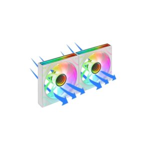 Mars Gaming MF-3DPROX2R Pack de 2 Ventiladores de 120mm - Iluminacion ARGB Infinity Mirror 360º - Silencioso 12dB - Control PWM - Color Blanco