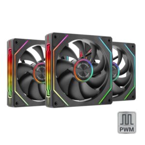 Mars Gaming MF-LINKFINITYKIT2 Pack de 3 Ventiladores de 120mm - Iluminacion ARGB Infinity Mirror - Silencioso 12dB - Modular Linkfinity Magnetico - Color Negro