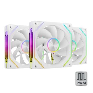 Mars Gaming MF-LINKFINITYKIT2R Pack de 3 Ventiladores de 120mm - Iluminacion ARGB Infinity Mirror - Silencioso 12dB - Modular Linkfinity Magnetico - Color Blanco