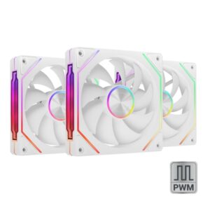 Mars Gaming MF-LINKFINITYKIT2 Pack de 3 Ventiladores de 120mm - Iluminacion ARGB Infinity Mirror - Silencioso 12dB - Modular Linkfinity Magnetico - Color Blanco