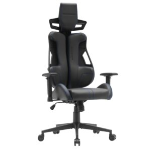 Mars Gaming MGC-ELITE Silla Gaming Premium - Ruedas XL - Piston de Gas Clase 4 - Respaldo Flexible Adaptativo - Reposabrazos Ajustables - 700x720x1370mm - Acabado en Cuero PU - Color Negro y Azul