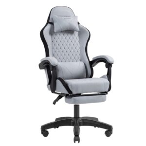 Mars Gaming MGC-X FABRIC Silla Gaming Ergonomica - Reposapies Extensible - Cojines Lumbar y Cervical - 660x540x1250mm - Tejido Transpirable - Color Gris y Negro