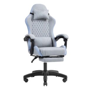Mars Gaming MGC-X FABRIC Silla Gaming Ergonomica - Reposapies Extensible - Cojines Lumbar y Cervical - 660x540x1250mm - Tejido Transpirable - Color Gris y Azul
