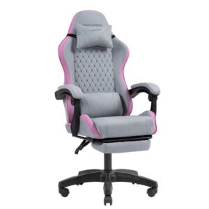 Mars Gaming MGC-X FABRIC Silla Gaming Ergonomica - Reposapies Extensible - Cojines Lumbar y Cervical - 660x540x1250mm - Tejido Transpirable - Color Gris y Rosa