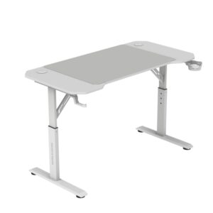 Mars Gaming MGD-ERGO120 Mesa Gaming - Altura Ajustable con 3 Posiciones - Soportes Auriculares y Bebidas - Alfombrilla XXL - Estructura Acero - 120x60x1.5cm - Acabado en Fibra de Carbono - Color Blanco