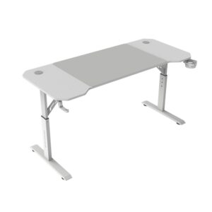 Mars Gaming MGD-ERGO140 Mesa Gaming - Altura Ajustable con 3 Posiciones - Soportes Auriculares y Bebidas - Alfombrilla XXL - Estructura Acero - 140x60x1.5cm - Acabado en Fibra de Carbono - Color Blanco