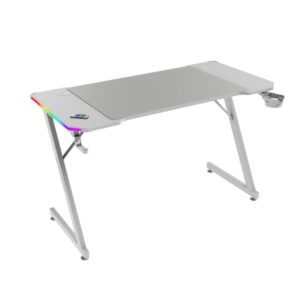 Mars Gaming MGD-X120RGB Mesa Gaming - Iluminacion ARGB con Mando - Soportes Auriculares y Bebidas - Alfombrilla XXL - Estructura Acero - 120x60x1.5cm - Acabado en Fibra de Carbono - Color Blanco