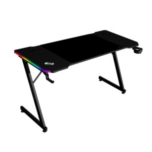 Mars Gaming MGD-X140RGB Mesa Gaming - Iluminacion ARGB con Mando - Soportes Auriculares y Bebidas - Alfombrilla XXL - Estructura Acero - 140x60x1.5cm - Acabado en Fibra de Carbono - Color Negro
