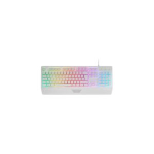 Mars Gaming MK124 Teclado Completo Hibrido H-Mech - Almohadilla Integrada - Disposicion Francesa AZERTY FR - Iluminacion FRGB - 450x181x36mm - Color Blanco