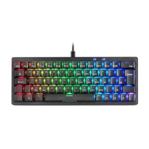 Mars Gaming MKMINIPRO Teclado Compacto Hibrido H-Mech - Switch SKN Marron - Disposicion Italiana QWERTY IT - Iluminacion RGB Chroma - 300x114x42mm - Color Negro