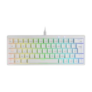 Mars Gaming MKMINIPRO Teclado Compacto Hibrido H-Mech - Switch SKN Marron - Disposicion Internacional QWERTY US - Iluminacion RGB Chroma - 300x114x42mm - Color Blanco