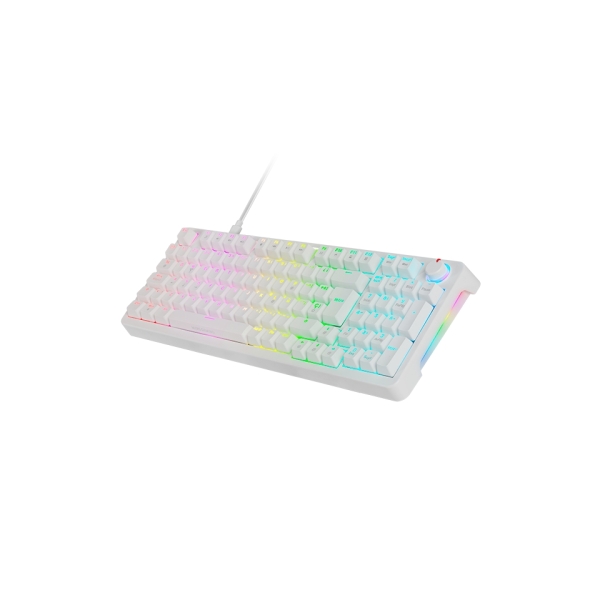 Mars Gaming MKPRO Teclado Completo Hibrido H-Mech - Switch SKN Amarillo - Disposicion Internacional QWERTY US - Iluminacion RGB Chroma - 385x140x40mm - Color Blanco