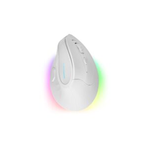 Mars Gaming MM-SK Raton Gaming Inalambrico Vertical para Diestros - Sensor 8400dpi - Bluetooth 5.1 - RF 2.4Ghz - Switches HUANO - Iluminacion RGB - 109x73x76mm - Color Blanco