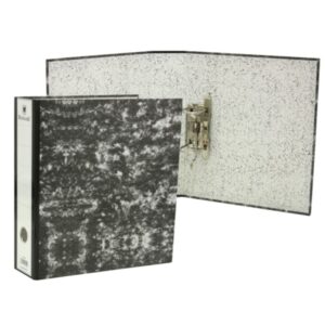 Bismark Archivador A-Z Jaspeado A4 Lomo 75mm - Carton Forrado - Tarjetero en el Lomo - Mecanismo de Palanca - Color Negro Jaspeado