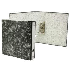 Bismark Archivador A-Z Jaspeado Folio con Funda - Lomo 75mm - Carton Forrado - Tarjetero en el Lomo - Mecanismo de Palanca - Color Negro Jaspeado