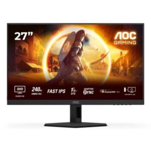 AOC Q27G4ZR Monitor 27" FastIPS QHD 240Hz/260Hz HDR400 - Respuesta 1ms - Ajustable en Altura, Inclinacion y Rotacion - HDMI, DisplayPort - VESA 100x100mm - Color Negro