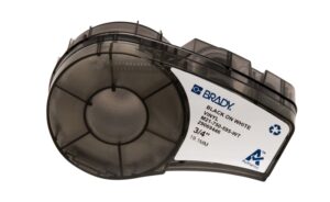 Brady M21-750-595-WT Cinta de Etiquetas Original Vinilo - Texto Negro sobre Fondo Blanco - Ancho 19,05mm x 4,88m