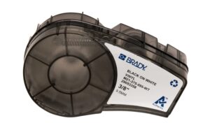 Brady M21-375-595-WT Cinta de Etiquetas Original Vinilo - Texto Negro sobre Fondo Blanco - Ancho 9,53mm x 6,40m