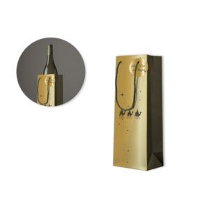 Bismark Bolsa de Papel Reyes Magos para Botellas - Medidas 12x37x10cm - Tarjeta para Personalizar - Color Oro