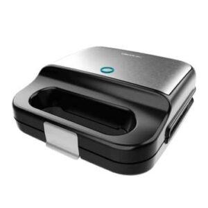 Cecotec Rock’nToast 4 in 1 Sandwichera 1000W - Capacidad para 2 Sandwiches - 4 Placas Intercambiables con Revestimiento de Piedra RockStone - Acabados en Acero Inoxidable