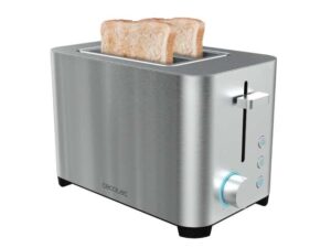 Cecotec Yummytoast Double Tostadora Electrica 850W - 5 Niveles - Doble Ranura Corta - Capacidad para 2 Tostadas - Bandeja Recogemigas - Acero Inoxidable - Soporte para Panecillos