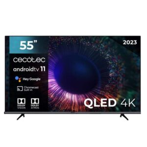 Cecotec V1+ Series Televisor Smart TV 55" QLED UHD 4K HDR10 - Dolby Vision - Dolby Atmos - WiFi, HDMI, USB, Ethernet - Diseño Frameless - VESA 200x200mm
