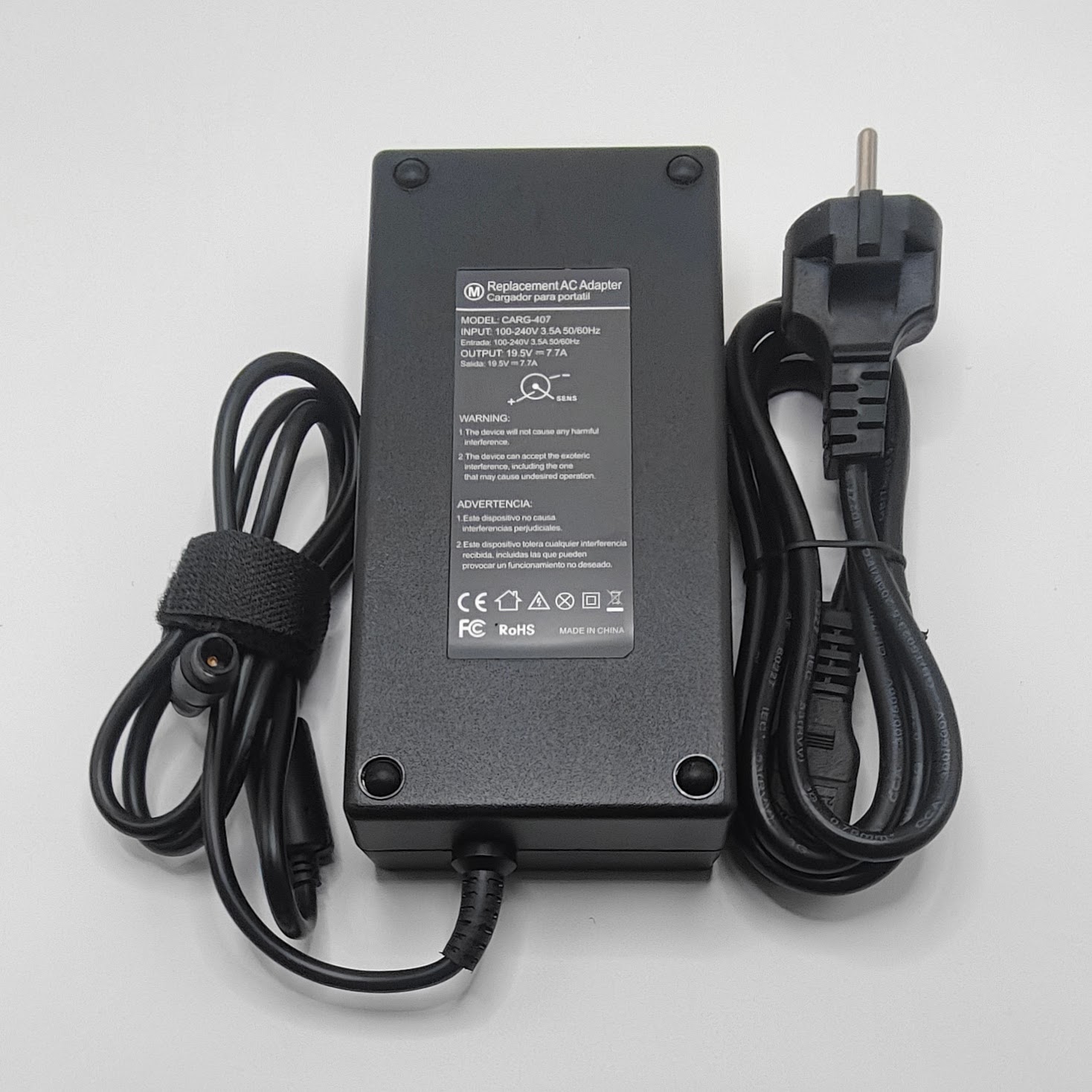 CARGADOR GENERICO PARA PORTATIL HP/COMPAQ 150W 19,5V 7,7A Clavija 7.4*5.0mm con pin