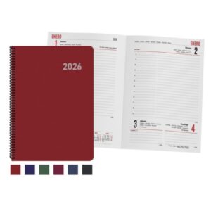 Ingraf Paris Agenda Anual con Espiral - Dia Pagina - Viernes, Sabado y Domingo misma Pagina - Tamaño 15x21cm - Colores Surtidos