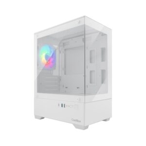 Coolbox GM200 Vision Lite Caja Mini Torre Micro ATX, Mini-ITX - Frontal y Lateral Cristal Templado - Tamaño HDD 3.5" y 2.5" - USB-A 3.2, USB-C 3.2, USB-A 2.0 y Audio - Ventilador Trasero ARGB - Soporta Refrigeracion Liquida - Color Blanco