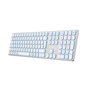 Coolbox Moonlight B431 Teclado Inalambrico - RF 2.4G y Bluetooth 5.1 - Teclas ABS Redondeadas Silencioso - Retroiluminado con 7 Colores - Bateria Recargable - Color Blanco