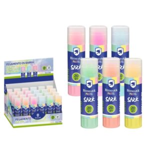 Bismark Pastel Barra de Pegamento 20gr - Multiusos - Sin Disolventes - Uso Escolar - Colores Pastel Surtidos
