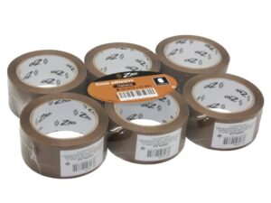 Zap Pack de 6 Precintos de Embalaje 50mm x 66m - Polipropileno 55 micras - Color Marron