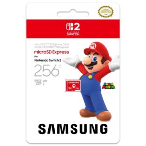 Nintendo Tarjeta Micro SD Samsung para Consola Nintendo Switch 2 - Capacidad 256Gb - Logotipo de Mario Bros - Velocidades Rapidas y Estables - Rendimiento Optimizado - Color Rojo