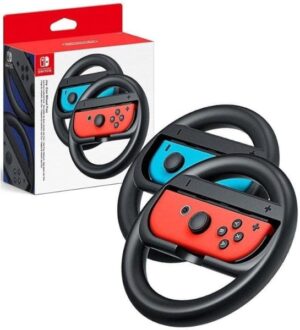 Nintendo Pack de 2 Volantes para Joy-Con - Mejor Agarre - Inmersion en Juegos de Carreras - No Incluye Mandos - Color Rojo y Azul